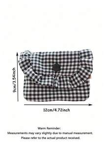 Adorable Plaid Pattern Bag Storage Bag Canvas Camera Case Mini Adorable Square Cosmetic Bag Camera Dustproof Storage Pouch - View 3