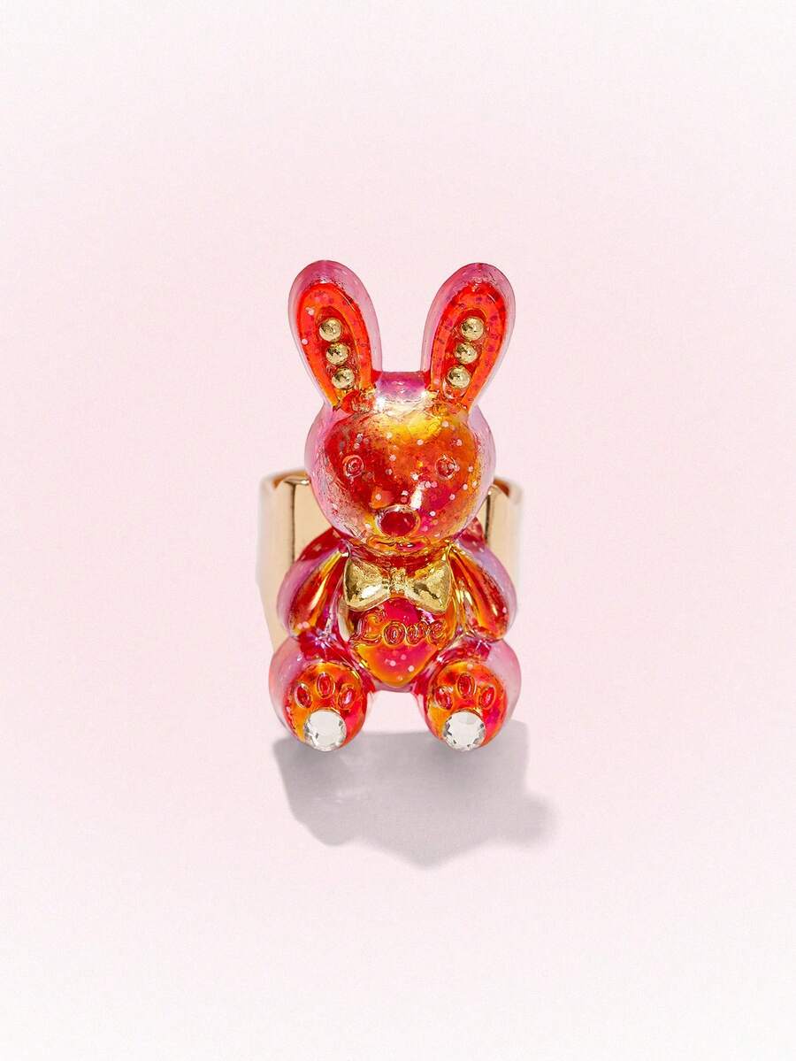 Popjeli 18k Gold-Plated Copper Acrylic Gradient Jelly 3D Rabbit ...
