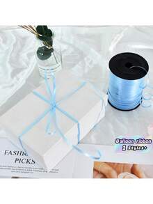 1 Roll, 250 Yards Of Purple Curly Ribbon, Suitable For Gift Wrapping, Balloon Rope, Weddings, Birthdays, Etc. - Shiny Metallic Ribbon, Suitable For Bouquet And Flower Wrapping Paper, Suitable For Valentine's Day, Weddings, Birthdays, Etc. - Light blue ribbon - View 5
