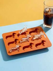 Joivida Dachshund Dog Silicone Ice Cube Tray, Cute Dog Shaped Ice Mold, Flexible Easy-Release Silicone Mold For Cocktail, Iced Coffee, Chocolate, Candy & Baking - Orange - View 1