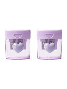 1pc Macaron Color Pencil Sharpener, Transparent Double Hole Pencil Sharpener, Pencil Sharpener With Lid,Suitable For School, Must-Have For Back To School Season, Student Gifts - multicolor - View 22