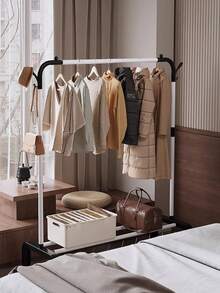 1件裝可攜式衣物晾曬架 式落地衣架 室內洗衣收納架 省空間金屬晾衣架 適用公寓陽台臥室宿舍 輕量日常晾衣塔 可拆卸衣架 - 黑色拱形 - 查看 2