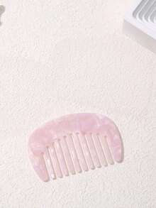 1PC Acetic Acid Plate Wide-Tooth Comb, Cute Portable Half-Circular Design, Ideal For Barber Salon, Beauty, Daily Hair Care, Back To School, Travel, And Holiday Essentials. - Pink - View 6