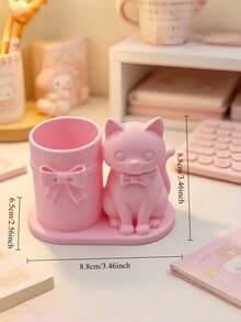 1PC 3D PRINTED CREATIVE CUTE CAT PENCIL HOLDER Q VERSION ANIMAL FIGURINE DESKTOP ORNAMENT FOR HOME OFFICE DECOR GARDEN LIVING ROOM STUDY ROOM OFFICE SUPPLIES GIFT - Multicolor - View 2