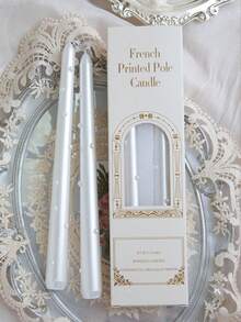 Cirelle Pearl Embellished Taper Candles Set Of 2, French Vintage Pearlized Pole Candles (Twisted Spiral & Smooth Straight), Aesthetic Pearl Dinner Candle Set For Wedding Table & Home Decor - multicolor - View 13