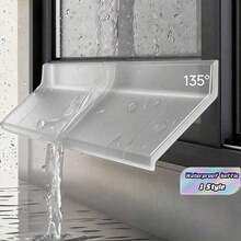 One Piece Water-Resistant Barrier For Sliding Windows - Heavy Duty Window External Drainage System, Water-Resistant Barrier For Sliding Windows With Anti-Rebound Design, Easy To Install, With Adhesive Backing, Black Rainwater Drain Panel, Suitable - Transparent - View 1