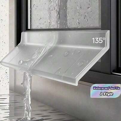 One Piece Water-Resistant Barrier For Sliding Windows - Heavy Duty Window External Drainage System, Water-Resistant Barrier For Sliding Windows With Anti-Rebound Design, Easy To Install, With Adhesive Backing, Black Rainwater Drain Panel, Suitable