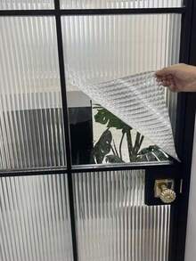 No-Glue Fluted Privacy Glass Film, Translucent Frosted Window Sticker, Static Cling Easy Install & Remove, Light-Transmitting Obscuring, Waterproof Tear-Resistant, For Office, Bathroom, Door, Window, And Interior Glass Partitions. - Changhong - View 4