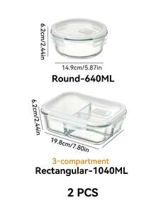 Haus Hana Madebyblanc 1pc Microwave Can Heat Glass Lunch Boxes For Office Workers, Lunch Boxes For Refrigerators, And Large Capacity Fresh-Keeping Bowls With Rice And Meal Boxes,Kitchen,Christmas Gift - transparent color - View 15