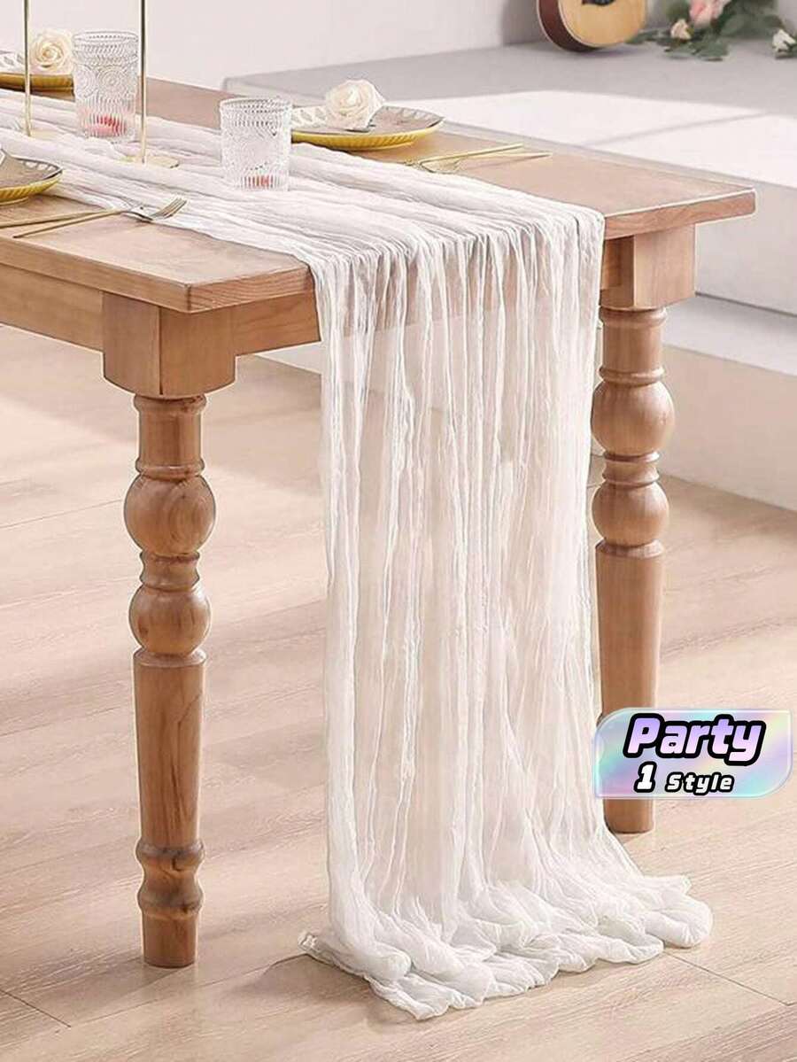 5pcs White Pleated Table Runners, Folding Tablecloths, Holiday Birthday Party Wedding Decoration, Home Decor, Dining Table Decor,Table Flags, Solid Color Tablecloths, Birthday Wedding Decoration, Party Gifts, Party Decorations, Home Table Flags