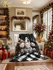 Muroi Mono 1pc Christmas Pattern Blanket, Made Of Flannel Material, Is Soft And Comfortable. It Is Suitable For Beds, Living Rooms And Sofas. It Is Suitable For All Seasons And Is An Excellent Choice For Daily Decorations, Home Decorations And Christmas Gifts. - Christmas - View 5