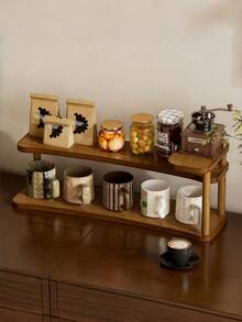 1Set Multi Tier Arc Shape Shelf Rack Solid Wood Storage Display Organizer Freestanding Wall Mount Curved Edge Minimalist Natural Wood Color Bookend Plant Stand Desk Unit For Living Room Bedroom Office Kitchen Balcony Entryway Housewarming Birthday - primary color - View 10