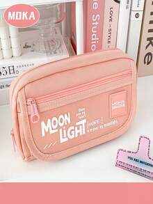Moon Light Pencil Case, Extra Large Capacity Simple Pencil Box, Aesthetic Student Stationery Bag For School Office Supplies - multicolor - View 5