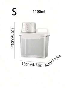 1pc Sealed Laundry Powder Storage Container, Household Dispenser Bottle, Clothes Liquid Storage Bucket, White, Dorm Room, Washing Liquid - White - View 11