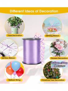 1 Roll, 250 Yards Of Purple Curly Ribbon, Suitable For Gift Wrapping, Balloon Rope, Weddings, Birthdays, Etc. - Shiny Metallic Ribbon, Suitable For Bouquet And Flower Wrapping Paper, Suitable For Valentine's Day, Weddings, Birthdays, Etc. - Light purple ribbon - View 6
