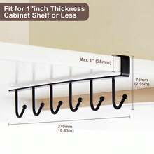 Under Cabinet Mug Holder Hanging Cup Storage Organizer Hooks, Multi-Purpose Kitchen Rack For Cupboard, Pantry, Desk, Countertop And Bookshelf, Available In Black And White Two Colors - Multicolor - View 7