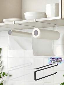 1 PC No Drill Wall Mounted Kitchen Paper Towel Storage Rack Multifunctional Holder For Kitchen Bathroom Cabinet Household Organizer Accessory - Multicolor - View 1