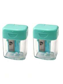 1pc Macaron Color Pencil Sharpener, Transparent Double Hole Pencil Sharpener, Pencil Sharpener With Lid,Suitable For School, Must-Have For Back To School Season, Student Gifts - multicolor - View 17