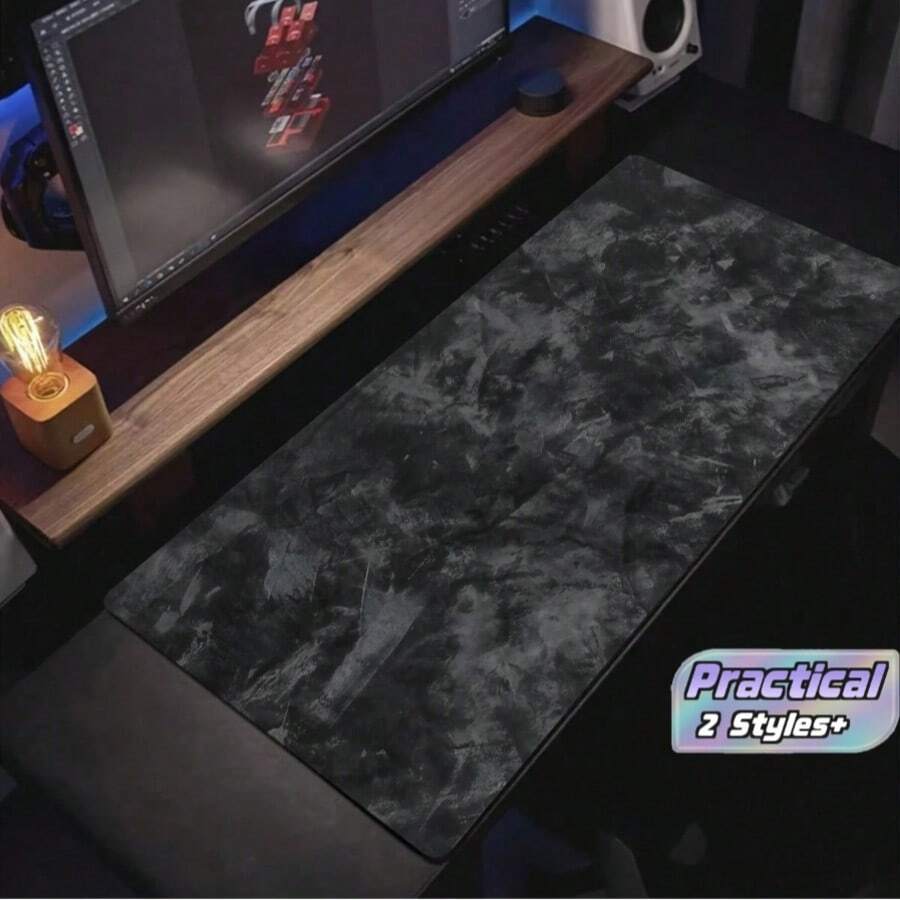 1PC Black Textured Gaming Mouse Pad. Large Enough To Cover The Entire Desktop Workspace. Unique Grey Stone Texture Design.This Large Mouse Pad Can Be Used As A Desktop Mat, Study Mat, Or Keyboard Pad - multicolor - View 1