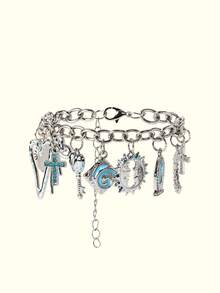 Popjeli Star Moon Virgin Charm Bracelet 1, Devil's Eye Retro Bracelet, Polka Dot Bracelet - Silver - View 6