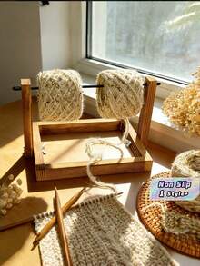1 pieza Soporte giratorio horizontal para hilo de tamaño estándar, de madera maciza, duradero, antideslizante, estable y de rotación suave, organizador y estante de almacenamiento de hilo para tejido y ganchillo, para sala de manualidades, hogar, estudio, DIY, pasatiempo, regalo y suministros hechos a mano - Multicolor - Ver 1