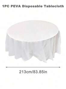 1pc 84 Inch Multicoloured Solid Color Plastic Round Disposable Tablecloth, Round Table Cover Perfect For Birthday Wedding Holiday 2025 New Year Party Home Table Decor, Wipe Covers Diameter 213cm Tablecloth, Valentine's Day Decorative Tablecloth - Multicolor - View 22