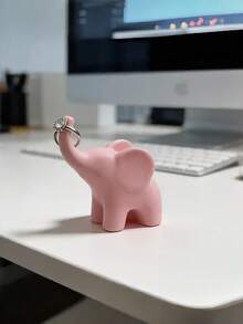 1PC Small Compact 3D Printed Plastic Durable Lightweight Non Slip Scratch Resistant Easy Clean Pink Elephant Figurine Statue Ornament For Wedding Engagement Anniversary Home Desk Office Shelf Decoration Housewarming Birthday Valentine - Multicolor - View 2