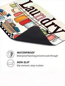 1PC Rubber Non-Slip Soft Washing Machine Cover Mat, Cartoon Text Print Absorbent Quick-Dry Top Protector, Dustproof Fade-Resistant, Ideal For Laundry Room, Kitchen, Dryer, Refrigerator, Home Appliance Decor - Multicolor - View 9