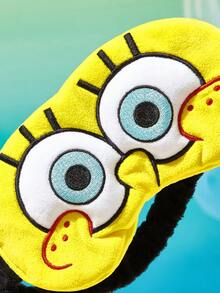 SpongeBob SquarePants | SHEIN 1件卡通刺繡眼罩，可愛立體設計，柔軟毛絨材質，強效遮光，適合旅行、辦公室午睡 - 黃色 - 查看 4