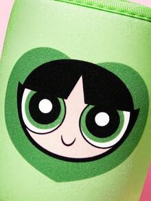 THE POWERPUFF GIRLS X SHEIN 1 Stück süßer bedruckter Stoff-Becherhalter, Neopren-Becherhülle aus thermisch isolierendem Material, wiederverwendbar, S/M/L drei Größen, geeignet für verschiedene OZ Kaffeetassen - Grün - Übersicht 4