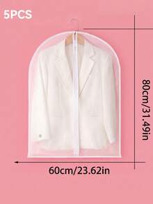 10PCS/5pcs/1pc Garment Dust Cover, Semi‑Transparent Thick Zipper Waterproof Suit Cover, Wedding Dress Protector, Back To School Supply, Wardrobe & Travel Use, Home Storage Organizer, Christmas Housewarming Gift, Clothing Protector, Garment Storage. - White - View 22