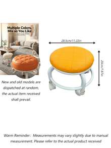 1pc Universal Caster Wheel Small Stool, Home Use Small Bench, Rolling Low Stool, Space-Saving For Rental Apartments, Popular Round Stool - Multicolor - View 13