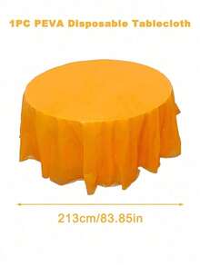1pc 84 Inch Multicoloured Solid Color Plastic Round Disposable Tablecloth, Round Table Cover Perfect For Birthday Wedding Holiday 2025 New Year Party Home Table Decor, Wipe Covers Diameter 213cm Tablecloth, Valentine's Day Decorative Tablecloth - Multicolor - View 20