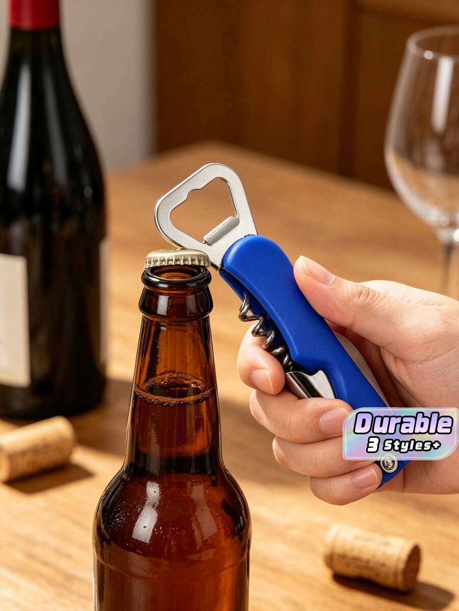 1/3/6pcs Stainless Steel Multifunctional Bottle Opener: For Wine, Beer And Bottle Caps - Great For Restaurants, Hotels And Bars - Multicolor - View 1