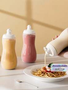 Plastic Pressurized Spice Bottle, 500ml Capacity, Reusable Sauce Dispenser, Leakproof, Suitable For Ketchup, Sesame Sauce, Salad Dressing, And Kitchen Use - Multicolor - View 1