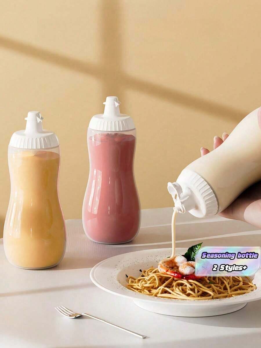 Plastic Pressurized Spice Bottle, 500ml Capacity, Reusable Sauce Dispenser, Leakproof, Suitable For Ketchup, Sesame Sauce, Salad Dressing, And Kitchen Use - Multicolor - View 1