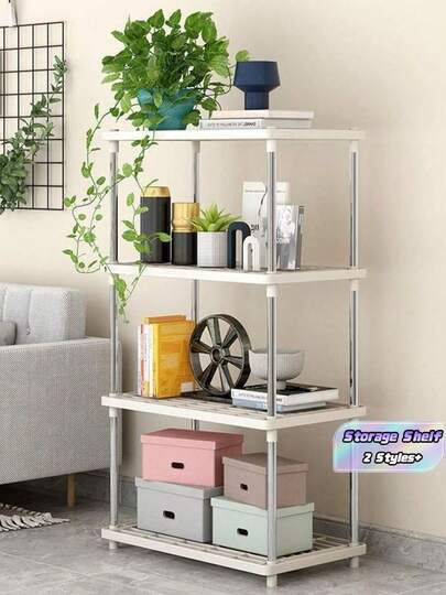 Estantería multifuncional de 3/4 niveles, estante grueso de alta capacidad, almacenamiento multicapa, gran capacidad ahorradora de espacio, resistente y fácil de instalar, apta para cocina, baño, dormitorio, oficina, garaje | Estantería abierta y gabinete cerrado, baño