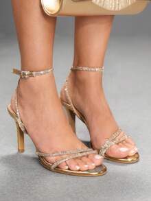 CUCCOO SZL Damen Schuhe Frühling Sommer Strass-Einsätze, Stilettos Bankett Party Dating Pendeln Einkaufen Hochzeit Festival Geschenke - helles Gold - Übersicht 10