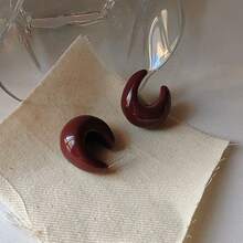 NobleVue Vintage Silver Needle Dark Wine Red Drop Earrings Female - Burgundy - View 5