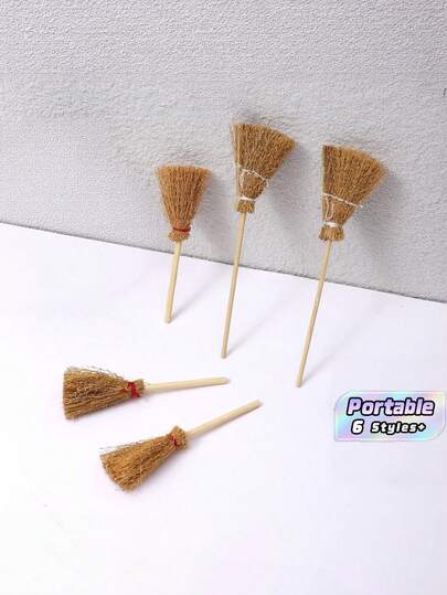 Mini Witch Broom Made Of Miscanthus For Halloween, Craft Decorations And Small Witch Prop Ornaments
