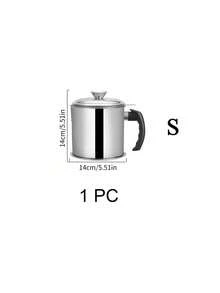 1pc Stainless Steel Oil Filter Containers, Oil Storage Bottle, Oil Storage Cup With Lid, With Strainer For Kitchen,Deep Fryer Oil Storage, Stainless Steel Oil Container, Multifunctional Oil Filter Pot For Kitchen, Christmas - Silver - View 6