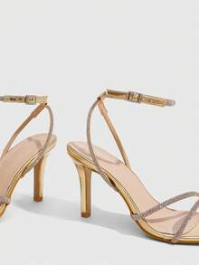 CUCCOO SZL Damen Schuhe Frühling Sommer Strass-Einsätze, Stilettos Bankett Party Dating Pendeln Einkaufen Hochzeit Festival Geschenke - helles Gold - Übersicht 6