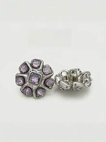 1 Pack 10 Pieces Premium Flower‑Shaped Metal Buttons Colorful Rhinestone Inlaid Fasteners For Tweed Suit Overcoat Fur Clothing Diy Sewing Accessories - 10pcs - View 16