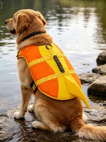 PETSIN 大型犬服装 大型犬救生衣 简约小狗爪印图案 运动风 轻薄夏季沙滩泳装 防护服 欧美地区 可用于户外散步、牵引、宠物救生衣和泳衣 - 彩色 - 查看 2