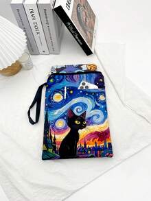 1 Buah Tas Tote Penyimpanan Portabel Kapasitas Besar Ringan Tahan Lama Motif Van Gogh Malam Berbintang Kucing Hitam Cocok untuk Pelajar, Kantor, Perjalanan Luar Ruangan, dan Penggunaan Sehari-hari, Populer dan Bergaya - Beraneka warna - View 5