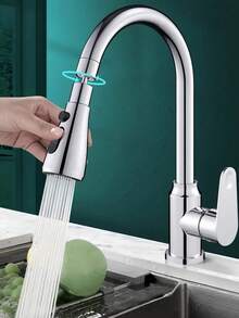 1pc Rotatable Universal Kitchen Sink Sprayer, Anti-Splash Boost Water Pressure Nozzle - Silver - View 5