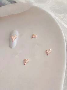 30PCS Silver Metal 3D Sparkling Bling Heart Shape Nail Art Charms Rhinestones With Flat Back DIY Embellishments For Acrylic Nails Manicure Salon Party Wedding Daily Use Decoration Gift For Women - peach heart - View 5