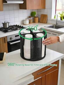 Elegant Desktop Disposable Cup Dispenser, Countertop Coffee Tea Cup Storage Display Organizer - Multicolor - View 3