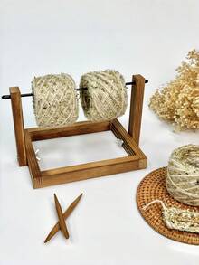 1 pieza Soporte giratorio horizontal para hilo de tamaño estándar, de madera maciza, duradero, antideslizante, estable y de rotación suave, organizador y estante de almacenamiento de hilo para tejido y ganchillo, para sala de manualidades, hogar, estudio, DIY, pasatiempo, regalo y suministros hechos a mano - Multicolor - Ver 3