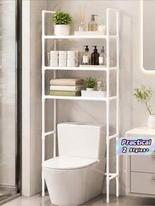 1Pc Punch‑Free Floor Standing Storage Rack Multifunctional Organizer For Balcony Washing Machine Bathroom Restroom - View 1